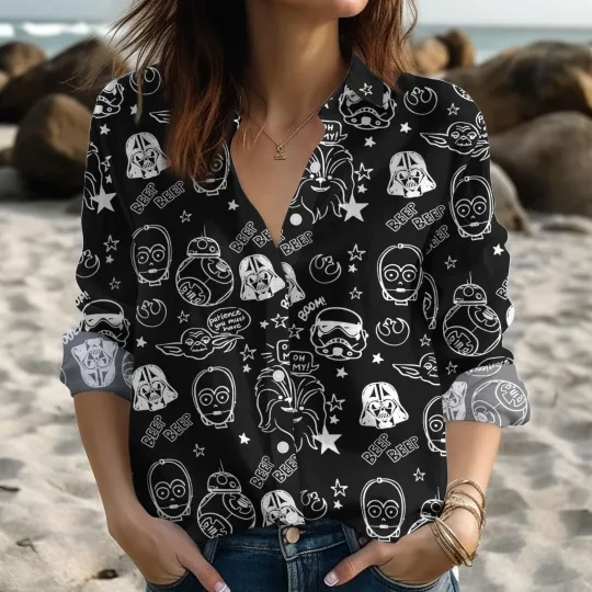 Discover Star Wars Characters Blouse Shirt Disney Women Blouse Movie Button Shirts