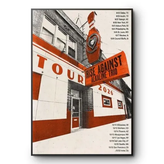 Discover Rise Against Alkaline Trio Tour 2026 Concert Poster Punk Rock Print