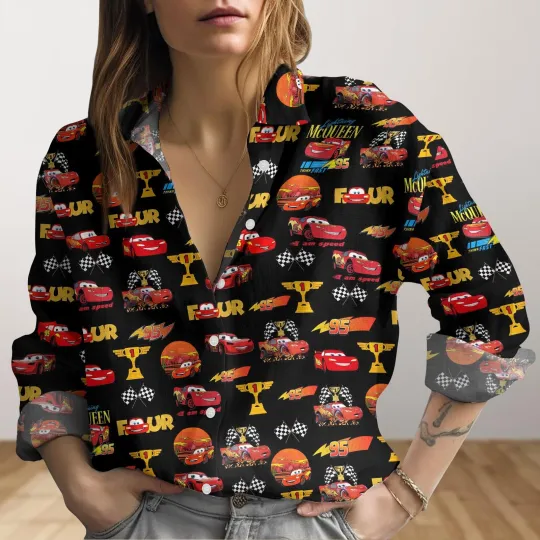 Discover Lightning McQueen Blouse Movie Women Blouses Long Sleeve Blouse Shirts