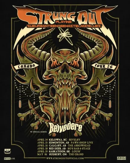 Discover Strung Out Canada Tour 2026 Poster Suburban Teenage Wasteland Blues Belvedere