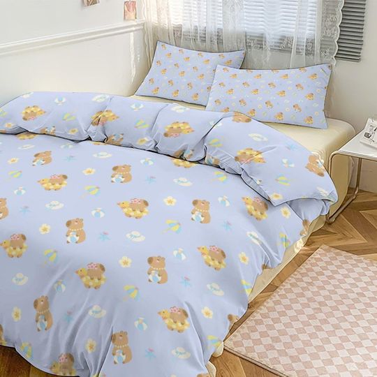 Discover Capybara 3-Piece Bedding Set-90"x90"/ 229x229cm (Dual-sided Printing)