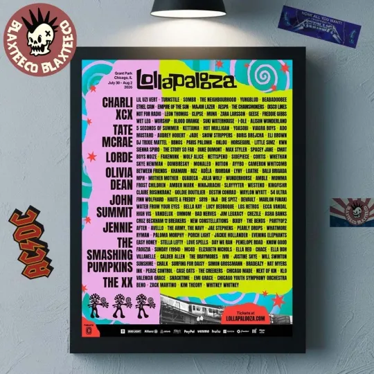 Lollapalooza Chicago 2026 Full Lineup Poster 2026 Home Decor Poster