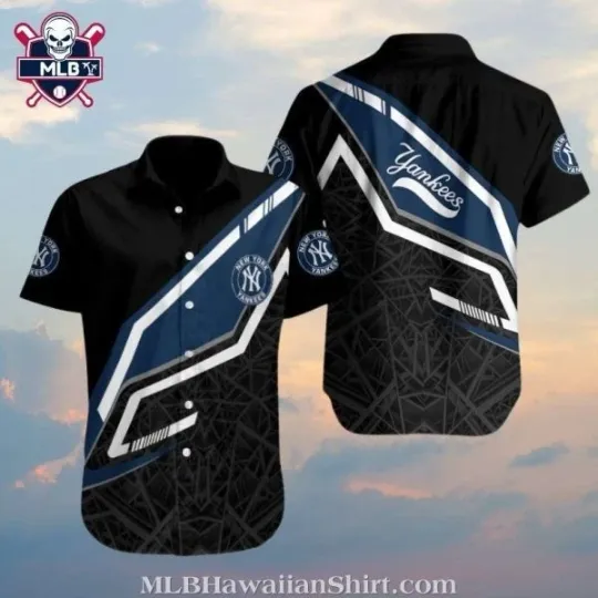 Discover New York Baseball Team Yankeess Tropical Shirt With Diagonal Stripe And Geometri