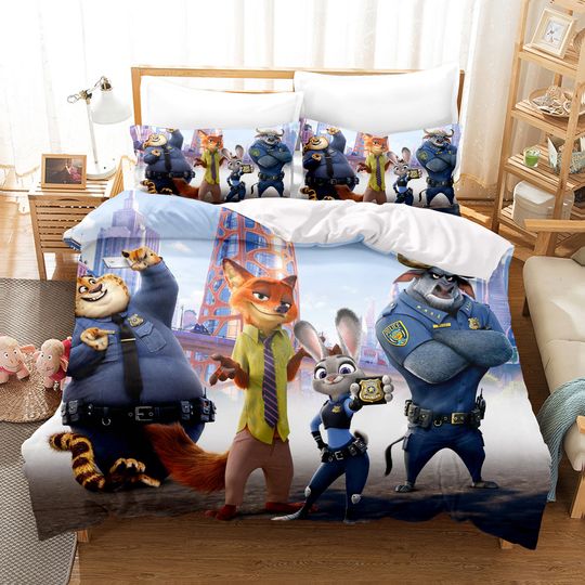 Discover Zootopia Judy Nick Anime, Home Bedroom Comforte Nordic polyester material, suitable for children and adults, 3-piece set