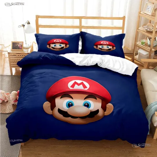 Discover Mario Cartoon Game Cute All Season Duvet Cover Comforter Bedding Sets Soft Quilt Cover and Pillowcases Single/Double/Queen/King