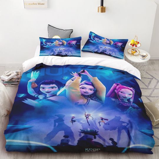Girls Duvet Cover Kpop Demon Hunter Cartoon Bedding Set