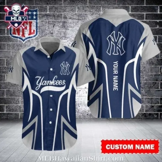 Discover New York Baseball Team Yankeess Navy And Grey Dynamic Stripes Customizable Tropi