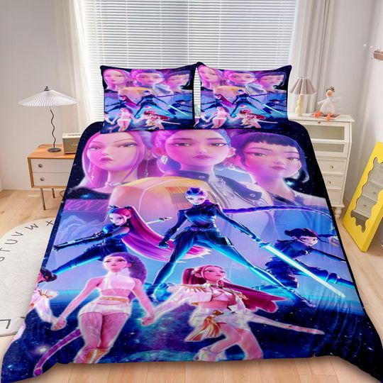 Discover Teens K-pop D-Demon H-Hunters 3pcs Duvet Cover Set Bedding Set Comforter Cover Queen King Children Gifts Bedroom Decor