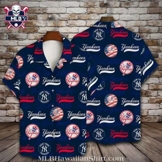 Discover Sporty New York Baseball Team Yankeess Logo All-Over Print Hawaiian Shirt