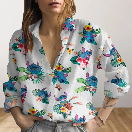 Discover Stitch Womens Blouse Disney Matching Shirt, Lilo Stitch Tropical Shirts