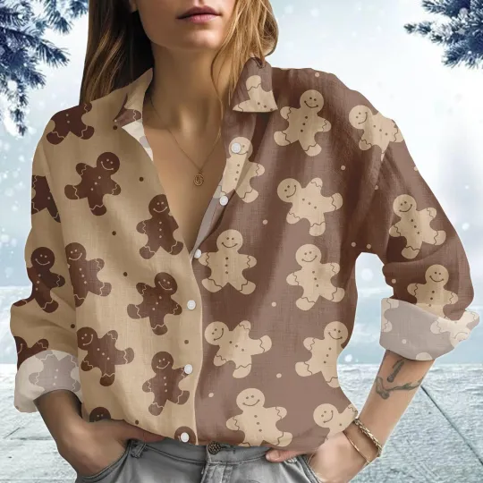 Discover Christmas Gingerbread Man Cookie Blouse Shirt, Christmas Cookie Shirt