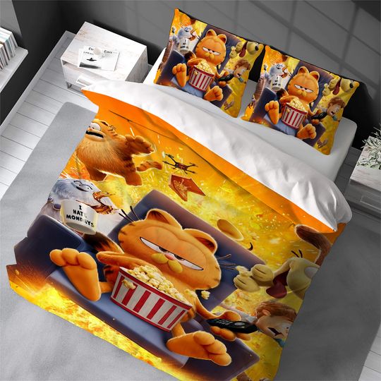 Discover Cartoon The G-Garfield Movie Cute Duvet Cover Set Home Style Bedding Soft Laundry Cotton Bed 3 Piece Set Student Dormitory Gift