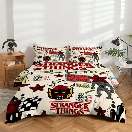 Discover Thickened Ultra-Soft Digital High-Definition Double-Sided Printed Duvet Cover Set, Abstract Theme Retro Graffiti Pattern Bedding Set, Includes 1 Duvet Cover and 2 Pillowcases, Does Not Include Pillow Inserts or Quilt Core, Suitable for Home, Office, Travel, Home Decoration & an Excellent Choice for Fan Gifts