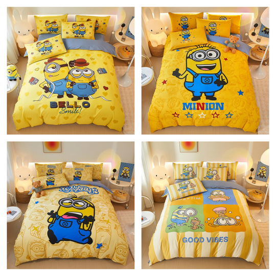 Discover BeastKingdom Despicable Me Minion Peripheral Cotton Four-Piece Creative High-value Cartoon Cute Male and Female Student Bedding
