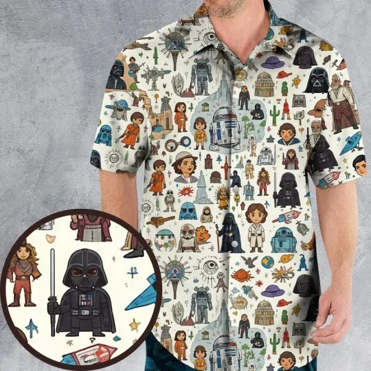 Discover Galactic Wonders Star Wars Hawaiian Shirt, Unisex Adults, Full Size S-5XL