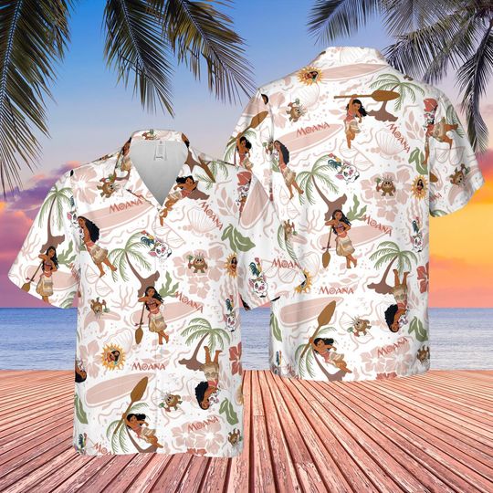 Discover Moana Hawaiian Shirt, Disney Hawaiian Shirt, Disney Summer Shirt, Disney Princess Hawaiian Shirt