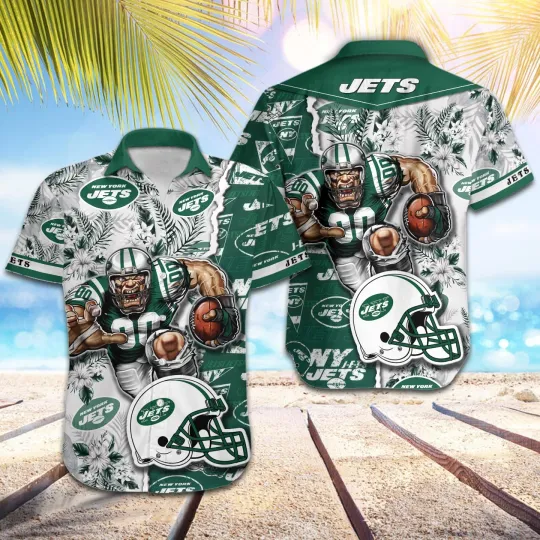 Discover football New York Jets Football Pattern Mascot Hawaii Shirt