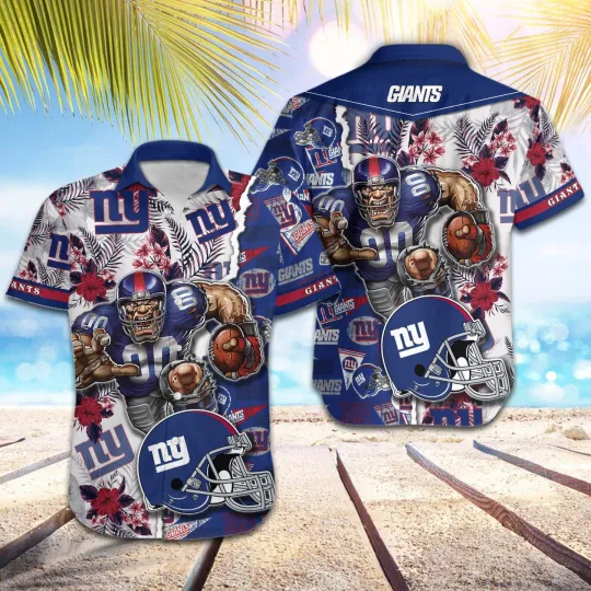 Discover football New York Giants Football Pattern Mascot Hawaii Shirt