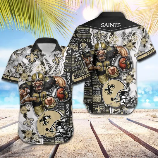 football New Orleans Saints Football Pattern Mascot Hawaii Shirt
