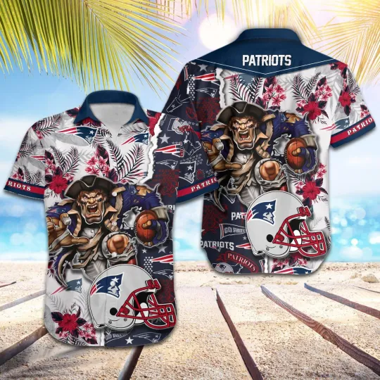 Discover football New England Patriots Football Pattern Mascot Hawaii Shirt