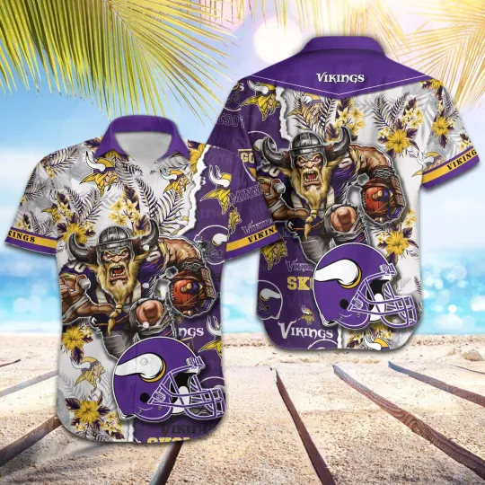 football Minnesota Vikings Football Pattern Mascot Hawaii Shirt
