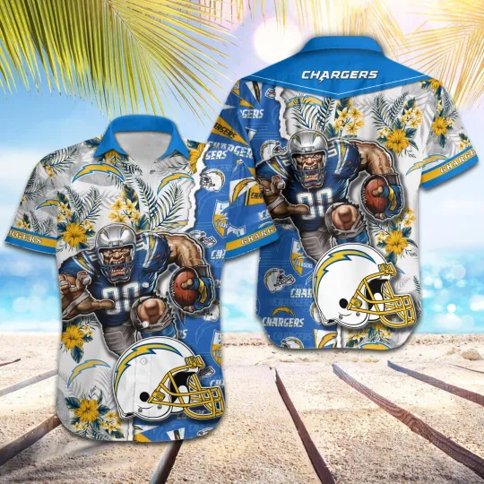 Discover football  Los Angeles Chargers Football Pattern Mascot Hawaii Shirt