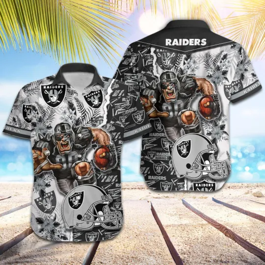 football  Las Vegas Raiders Football Pattern Mascot Hawaii Shirt