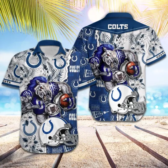 football Indianapolis Colts Football Pattern Mascot Hawaii Shirt