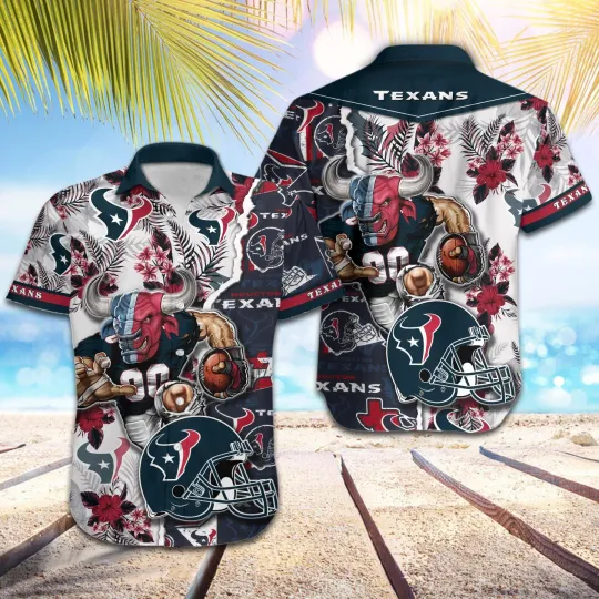 Discover football Houston Texans Football Pattern Mascot Hawaii Shirt