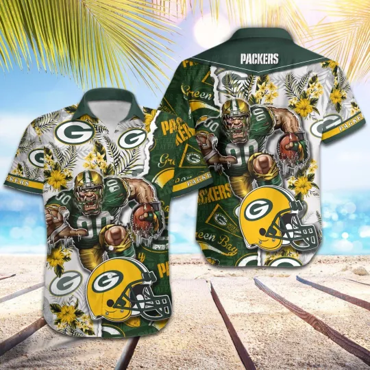 Discover football Green Bay Packers Football Pattern Mascot Hawaii Shirt