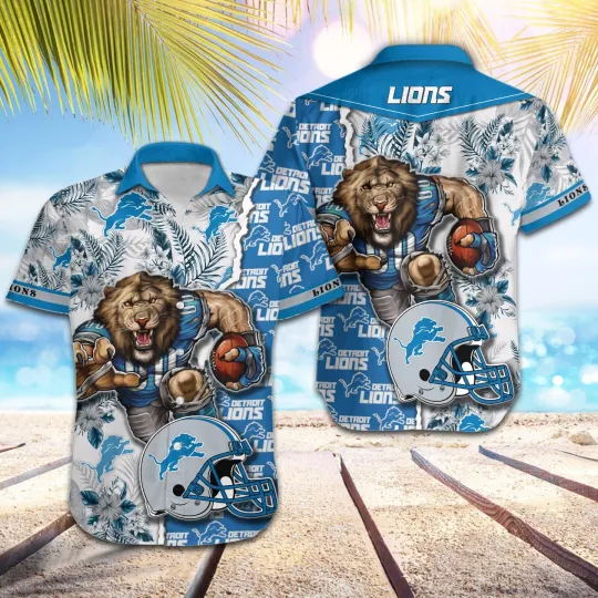 Discover football Detroit Lions Football Pattern Mascot Hawaii Shirt