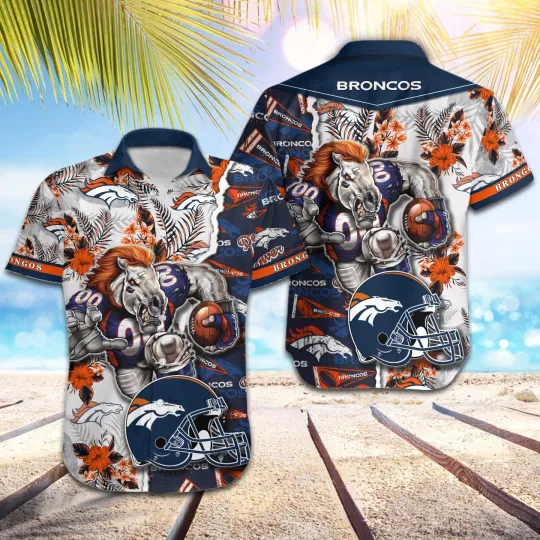 Discover football Denver Broncos Football Pattern Mascot Hawaii Shirt