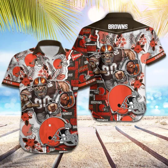 football Cleveland Browns Football Pattern Mascot Hawaii Shirt