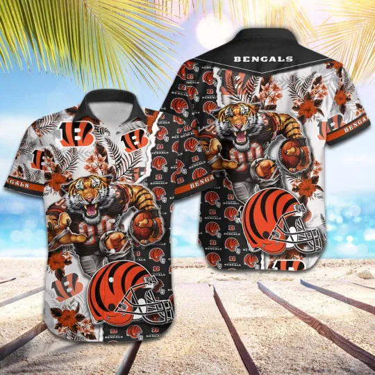 Discover football Cincinnati Bengals Football Pattern Mascot Hawaii Shirt