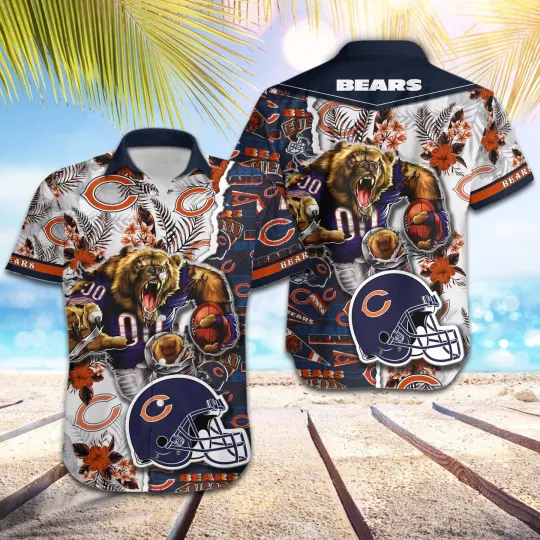 Discover football Chicago Bears Football Pattern Mascot Hawaii Shirt