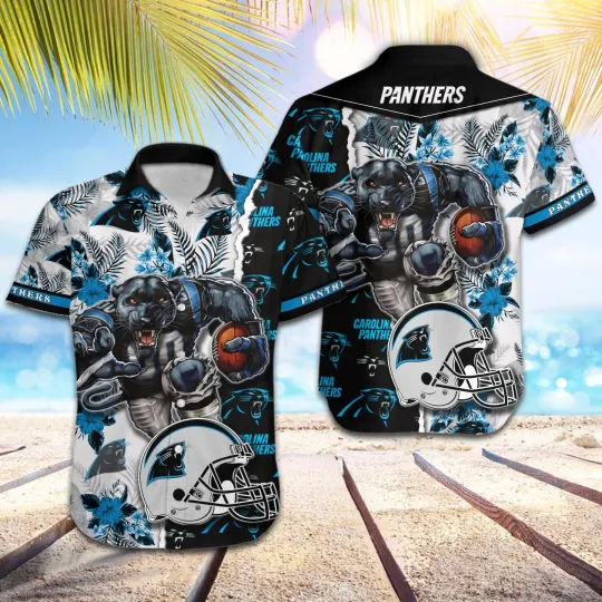 football Carolina Panthers Football Pattern Mascot Hawaii Shirt