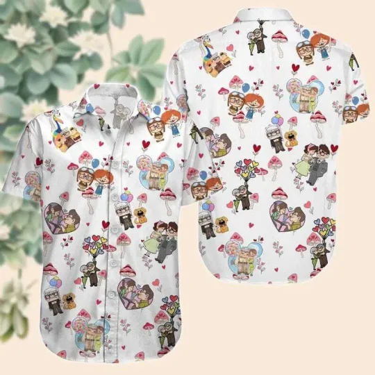 Discover Disney Carl And Ellie Happiness Is Growing With You Pixar Up Hawaiian Shirt