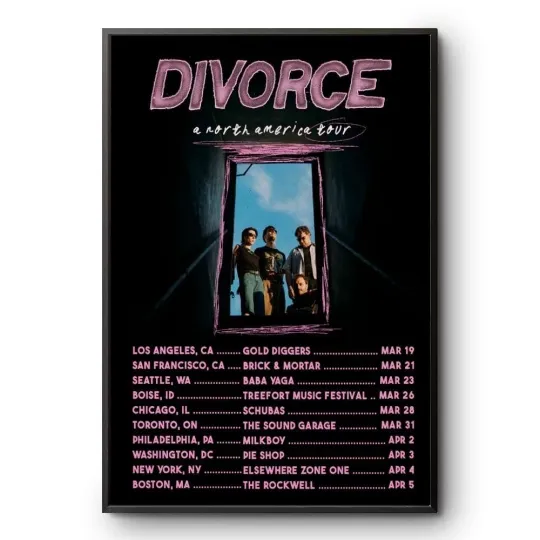 Discover Divorce North America Tour 2026 Indie Rock Concert Poster Print