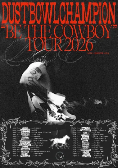 Discover Dust Bowl Champion BT Cowboy Tour 2026 Poster Indie Rock Music Art Print