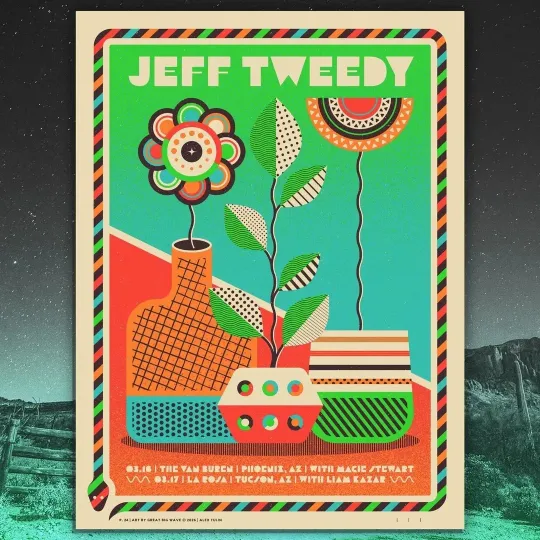 Discover Jeff Tweedy Liam Kazar Tucson AZ La Rosa 2026 Tour Finale Concert Poster Art