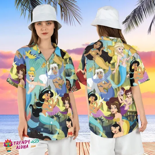 Discover Princess Mermaids Little Mermaid  Tree Trip Hawaiian Shirt
