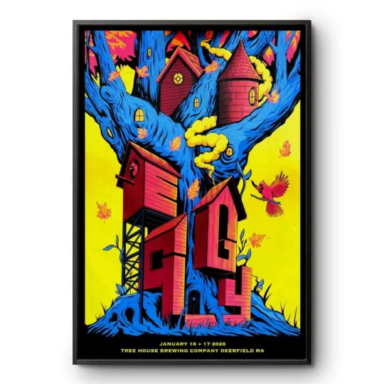 Discover Eggy Band Tree House Brewing Deerfield MA 2026 Concert Poster Band Art