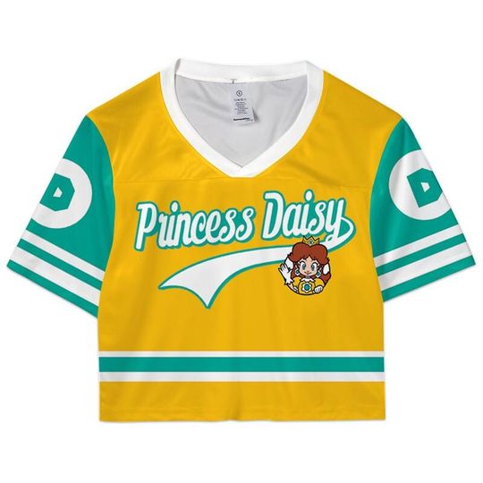 Super Mario Croptop Football Jersey, Disneyland Princess Daisy Football Jersey, Mario Galaxy Movie Shirt, Epic Universe Mario Group Shirt -4