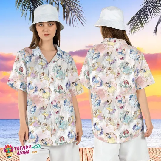 Discover Princess Ballerina Disney Tropical Floral Vacation Aloha Hawaiian Shirt