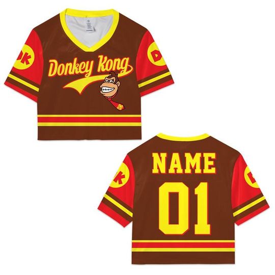 Super Mario Croptop Football Jersey, Disneyland Donkey Kong Football Jersey, Mario Galaxy Movie Shirt, Epic Universe Mario Group Shirt -7