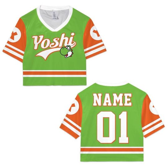 Super Mario Croptop Football Jersey, Disneyland Yoshi Football Jersey, Mario Galaxy Movie Shirt, Epic Universe Mario Group Shirt -9