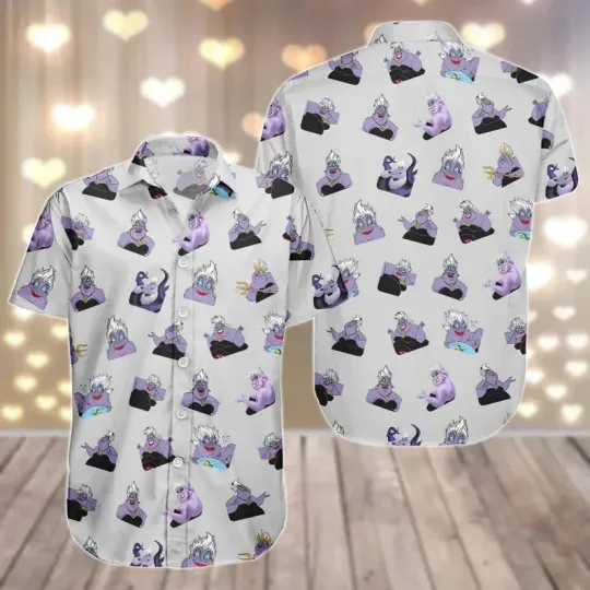 Discover Disney  Ursula Aloha Cute Evil Queen Spooky Aloha Hawaiian Shirt