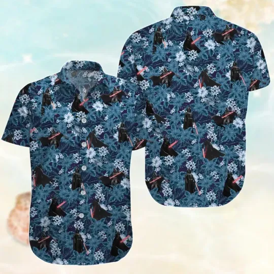 Discover Disney Star Wars Floral Darth Vader With Lightsaber Beach Aloha Hawaiian Shirt