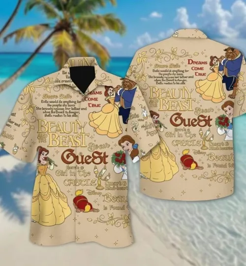 Disney Retro Beauty And The Beast Dreams Come True Aloha Summer Hawaiian Shirt