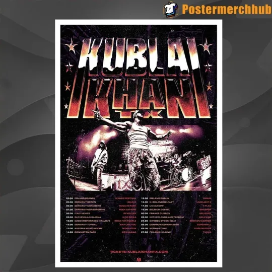 Discover Kublai Khan TX Tour EU UK Summer 2026 Poster Home Decor, Wall Art, Fan Gift